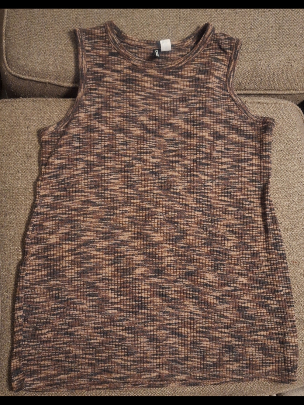 H&M DIVIDED Ribbed Knit Tank - Brown & Grey Plaid